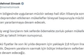 Bakan Şimşek: Son iki yılda deprem için yaklaşık 2,6 trilyon lira harcadık