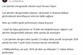 Cevdet Yılmaz: Cari açığın milli gelire oranının yüzde 1 civarında gerçekleşmesini bekliyoruz