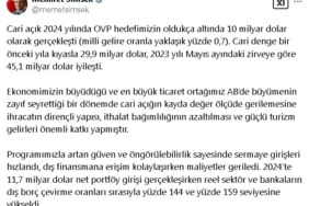 Bakan Şimşek: Cari açık OVP hedeflerinin oldukça altında gerçekleşti