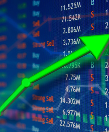 Investing and stock market concept gain and profits with faded c
